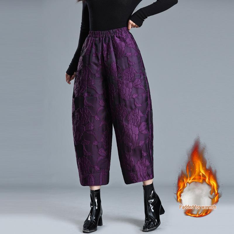 

Age-Defying Women s Winter Jacquard Down Pants - Fashionable, Thickened, Warm, and Protective. M
