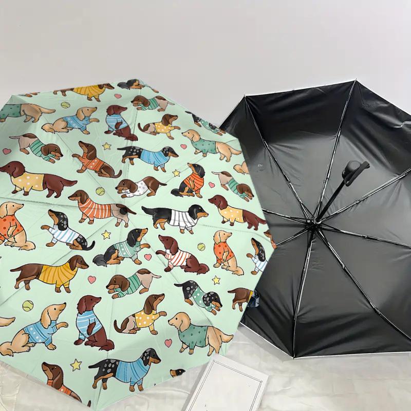 1PC Dachshund Pattern Umbrella-8-Rib Reinforced, Automatic Open, Lightweight & Durable, Cute Fashion Accessory for Outdoor-P70