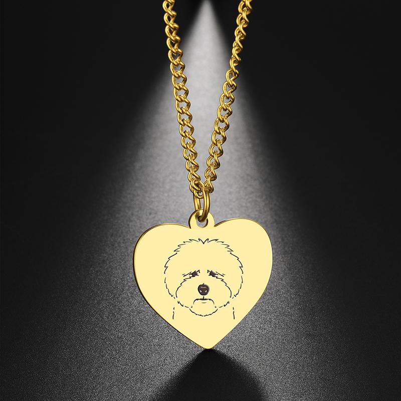 Dreamtimes Cute Pets Dogs Animal Lovely Spotted Dog Heart Pendant Handmade Bulldog Necklace For Women Men Jewelry Accessories