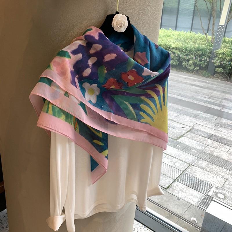 110cm Square Cotton Scarf Lightweight Wrap Shawl Women Elegant Minimalist Fashion Accessory