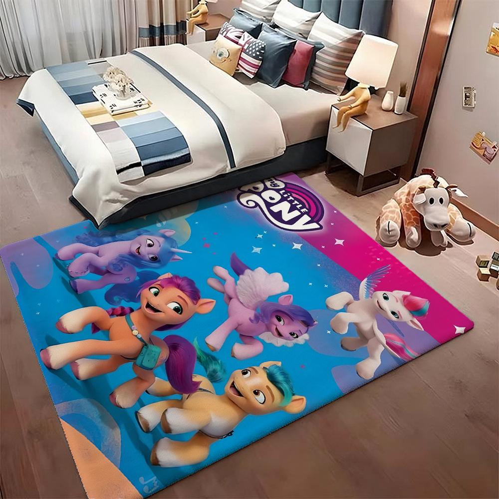 Magical Friendship Pony Gang Theme Rug Soft Nonslip Carpet For Bedroom Study Home Decor Holiday Gift