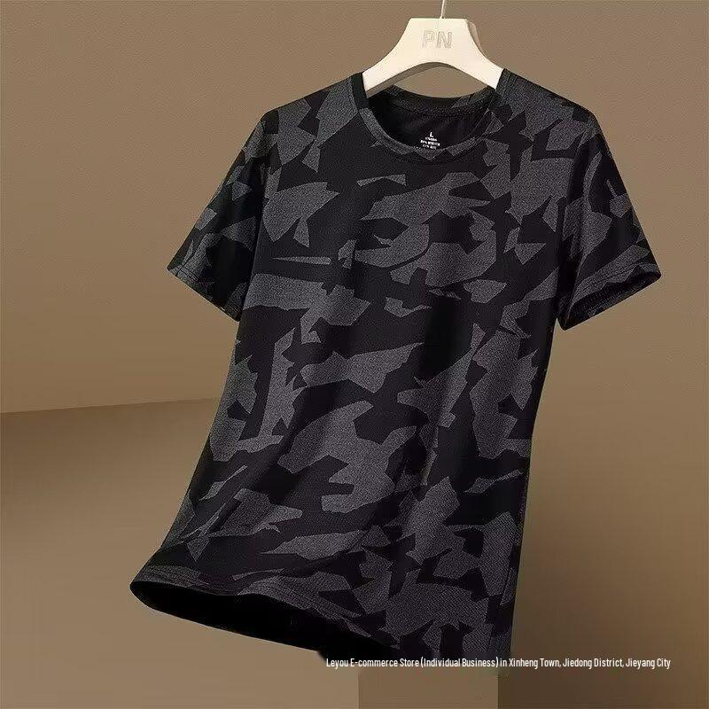 Men's Summer Ice Silk Mesh Round Neck Short-Sleeve Casual T-Shirt
