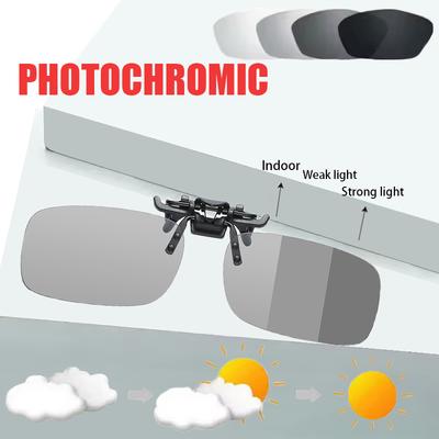 Photochromic Lenses Polarized Sunglasses Men Chameleon Clip On Flip Up Eyeglasses Day Night Driving Eyewear
