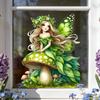 Creative Green Wing Fairy Static Cling Wall Sticker for Living Room Bedroom Study Home Decor