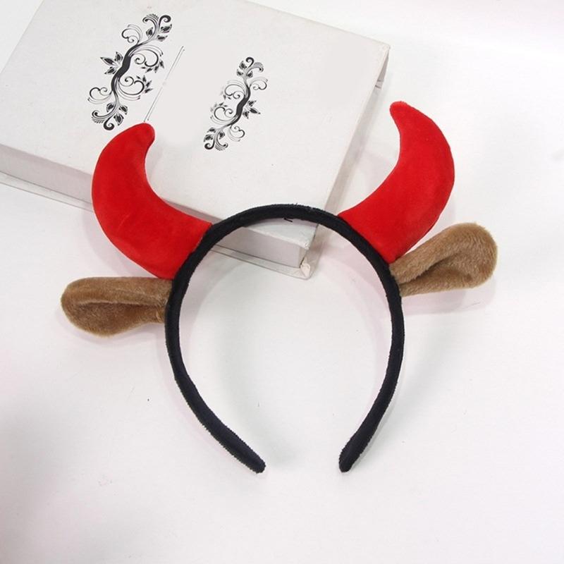 Hairbands Festive Photo Booth Props Cartoon Cow Horn Headbands Party Headpiece Fun Headbands for Music Festivals