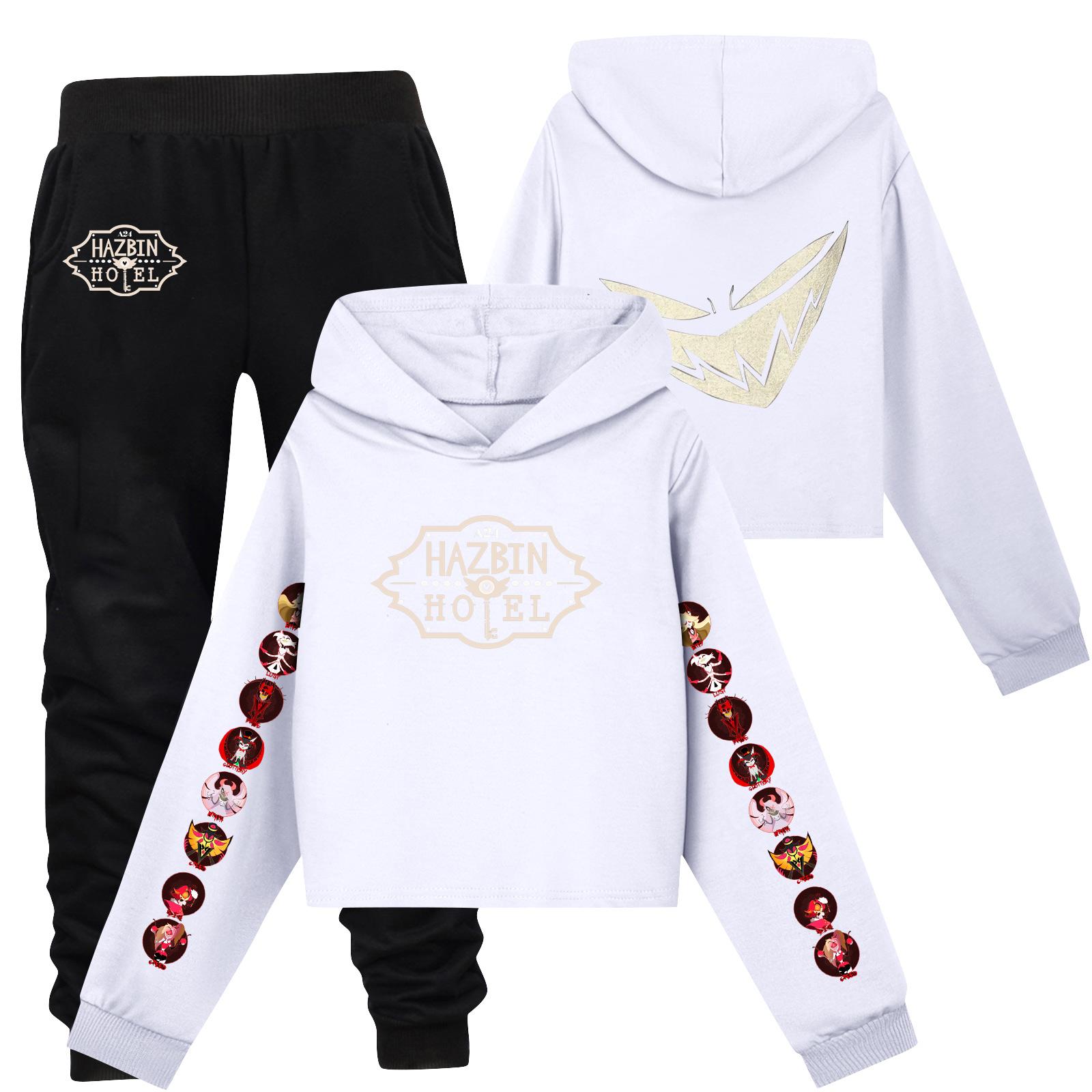 

Children s Casual Fashion Hooded Pullover, Printed Loose Hoodie And Casual Pants Two-piece Set 170 білий