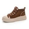 2025 New Women Casual Sneakers Quality Genuine Leather Mixed Colors Flat Platform Lightweight College Style High Top Board Shoes