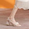Sandals women's summer new temperament high heel pearl bow with thick heel versatile