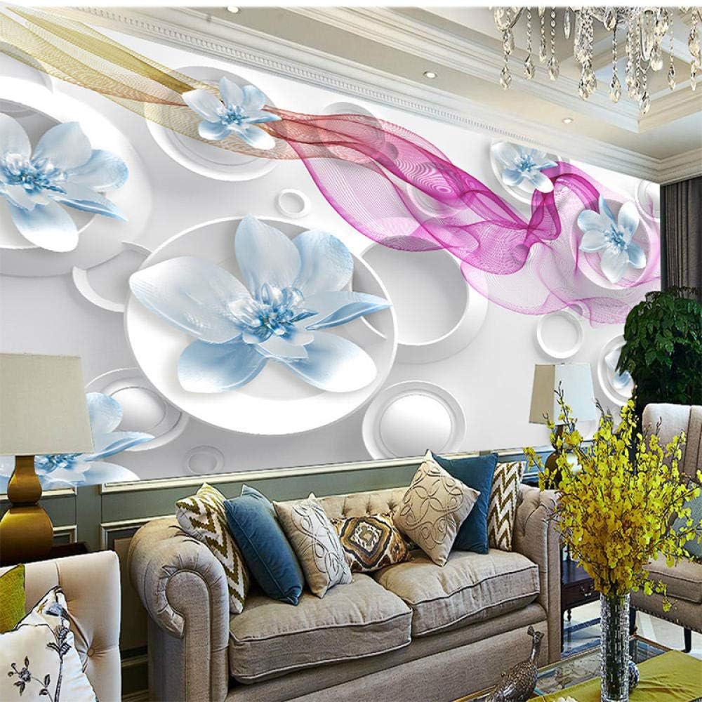 Moderne Wandmalerei Europäische Stereoskopische Runde Traum Blume Juwelen Tapete Wohnzimmer Hintergrund Tapete