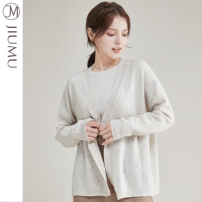 JIUMU Women's V-Neck Wool Cardigan Sweater