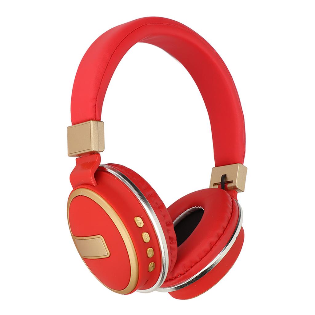 LX‑510BT Bluetooth Headset Folding Plug In Comfortable Leather Ear Cups Music Headphones for PC Phone Red