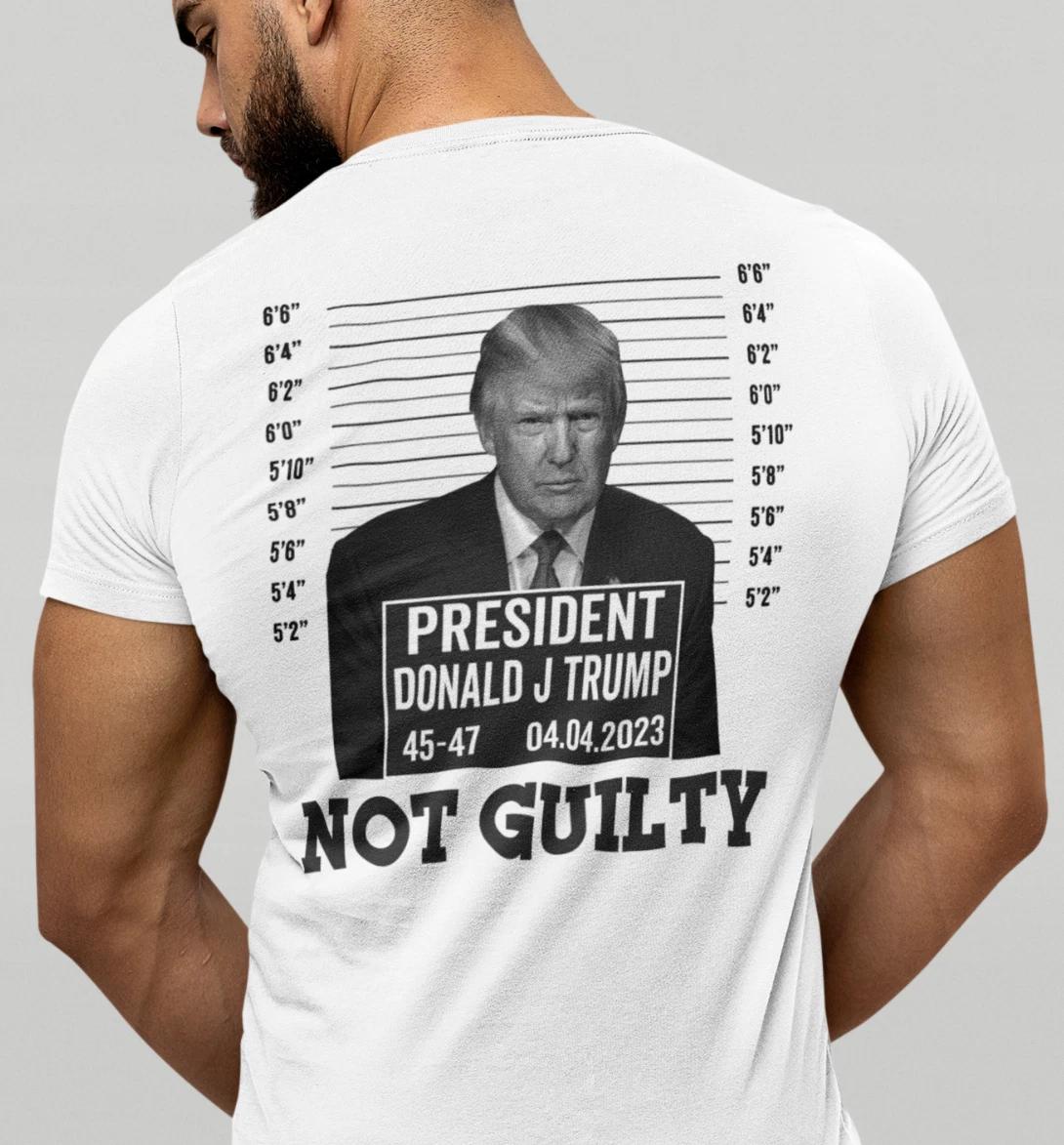 Trump Mugshot T-shirt Not Guilty Trump Arrest Political Satire Funny Trump T-shirts 3XL