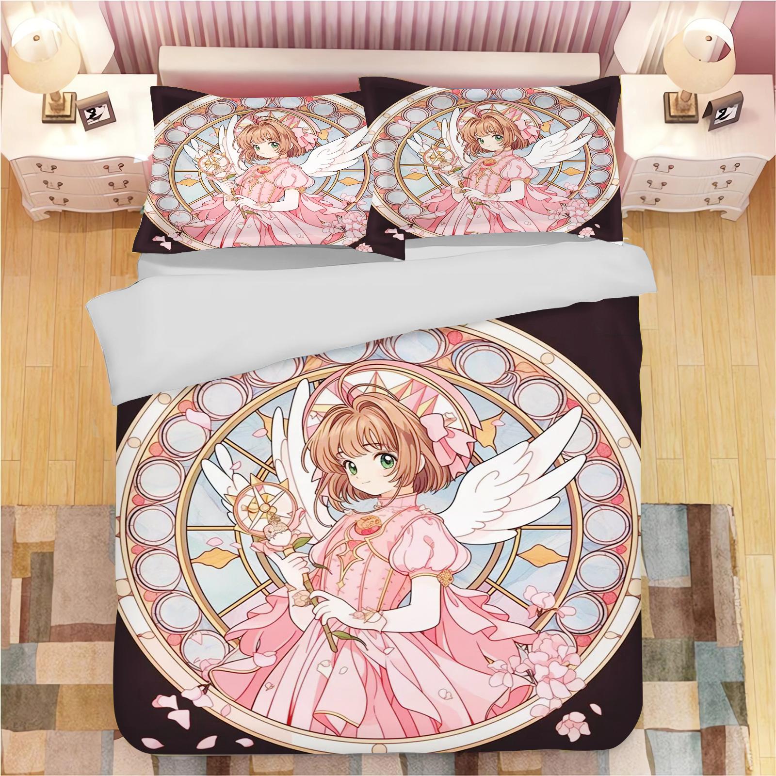 

Одеяло с принтом Аниме Cardcaptor Sakura Для Взрослых и Детей Одеяло Домашняя Мода Мальчики Девочки 3D Постельное Белье Comforter (quilt)-EU Single(135*200cm)3pcs