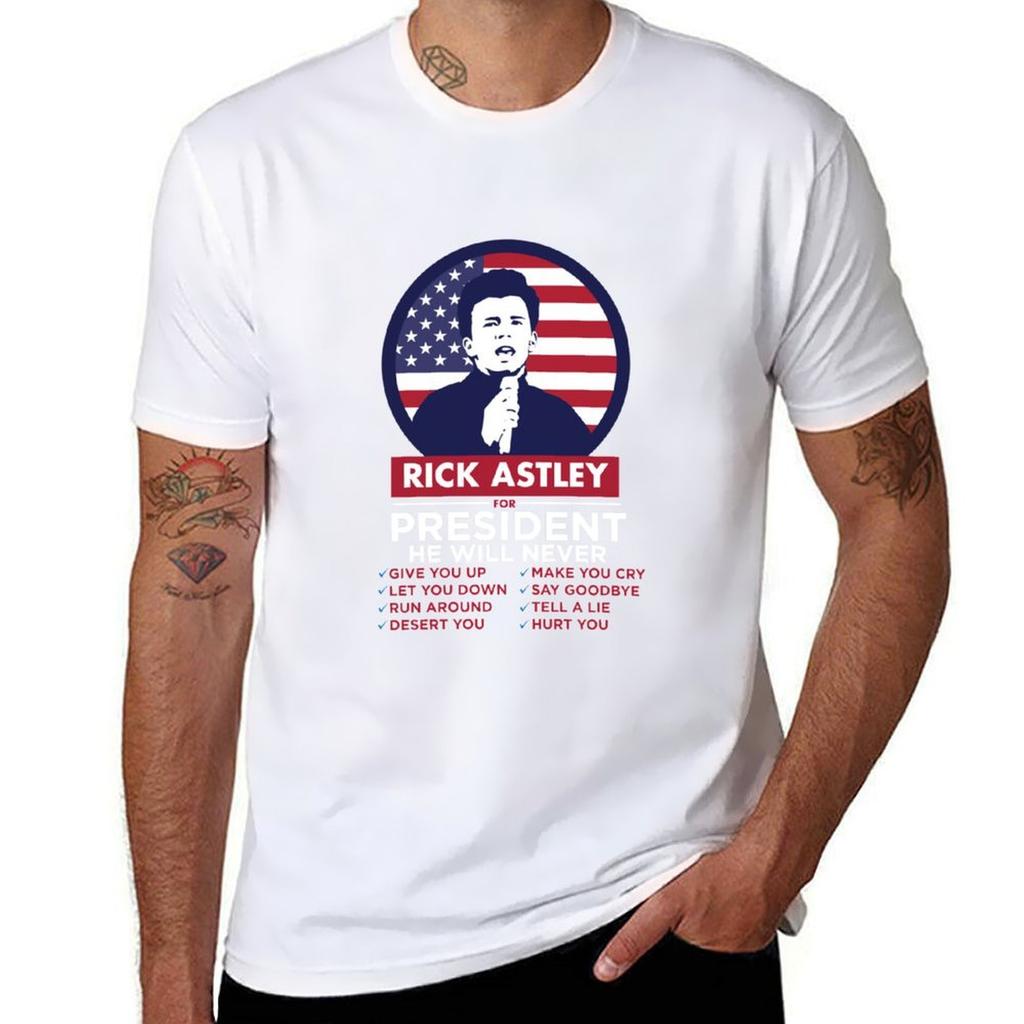 Rick Astley For President President Rick Astley Tshirt Basic Regular Fit Casual Tshirt