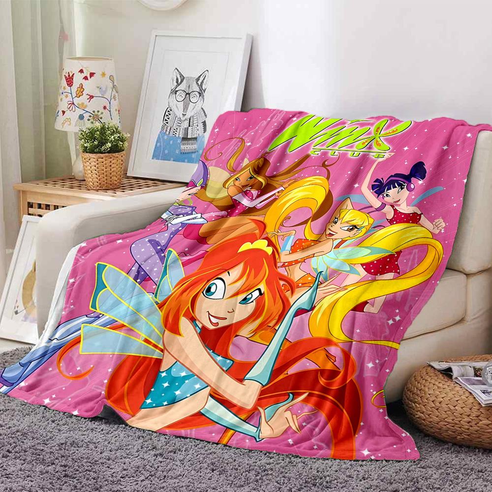 1pc Winx Club Fairies flannel Blanket for Super Soft Cute Comfort Blanket for Travel Bedding Couch Sofa Blanket Y73024