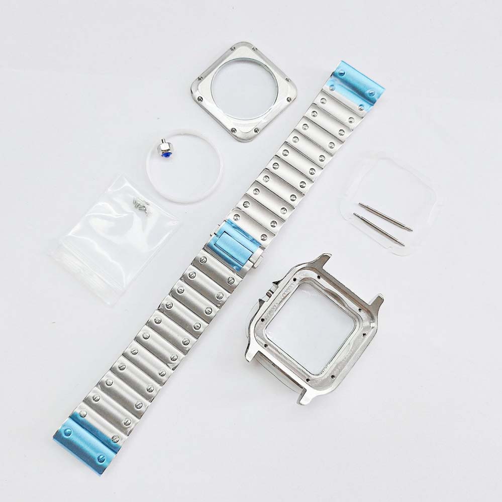 38mm Plating Square Watch Case Mineral Glass Stainless Steel Strap Watches Accessories for NH35 NH36 4R Movement
