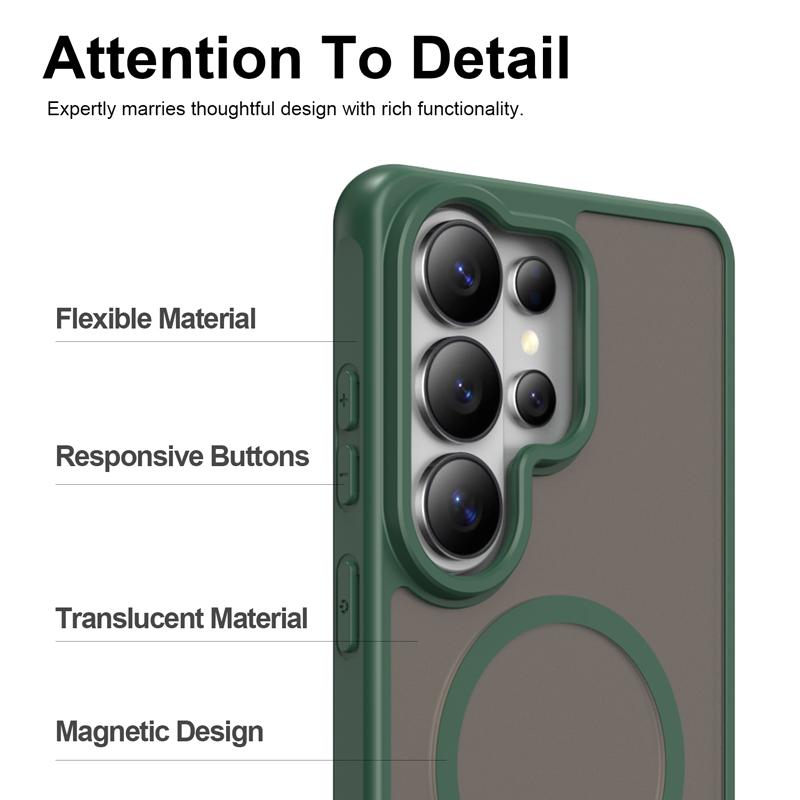 For Samsung Galaxy S26 Ultra Case Semi-Transparent Frosted Matte PC+TPU Anti-fingerprint Translucent Cover for Galaxy S26 Ultra
