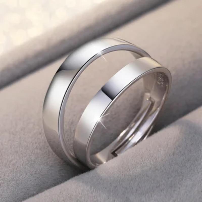 Fashion Exquisite Silver Color Pair Rings for Women Men Adjustable Couple Engagement Wedding Gift Jewelry Accessoires