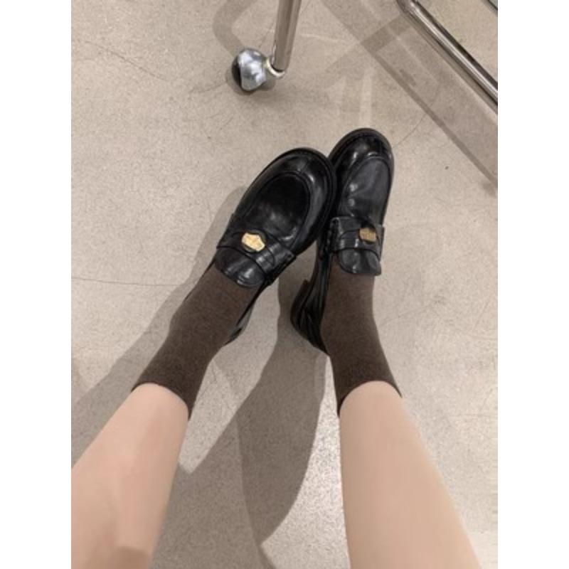 Sheepskin version~ retro small gold coin matte women's genuine leather flat-soled small leather shoes