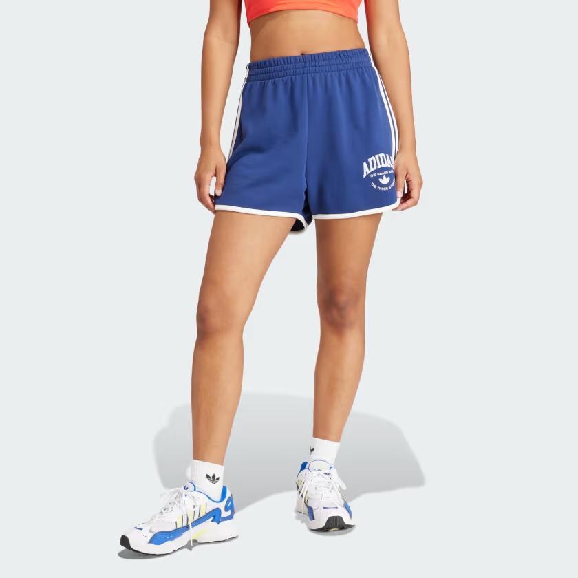 Adidas Originals Vrct Graphic Shorts Letter Logo Print Striped Color Block Casual Shorts Women Shorts Dark-Blue IT9854