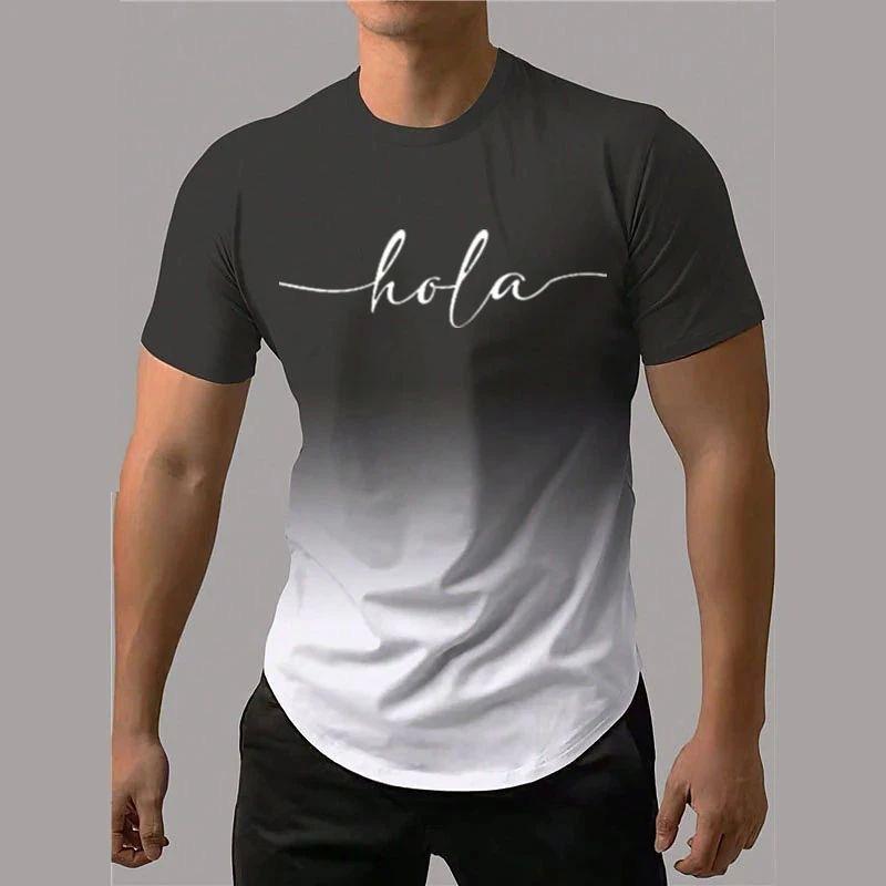 

Летний свободный модный топ с 3D цифровой печатью, мужская футболка с коротким рукавом с градиентным элементом S