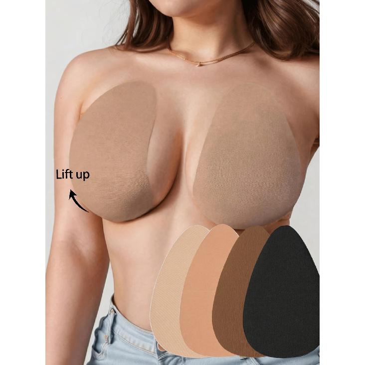 

2 Pairs (4 Pieces) Of Invisible Adhesive Breast Pads, Strapless Design, Apricot/Brown/Black, 1-3XL Cup Sizes, Women S Adhesive Bra, Bra Accessories 3XL