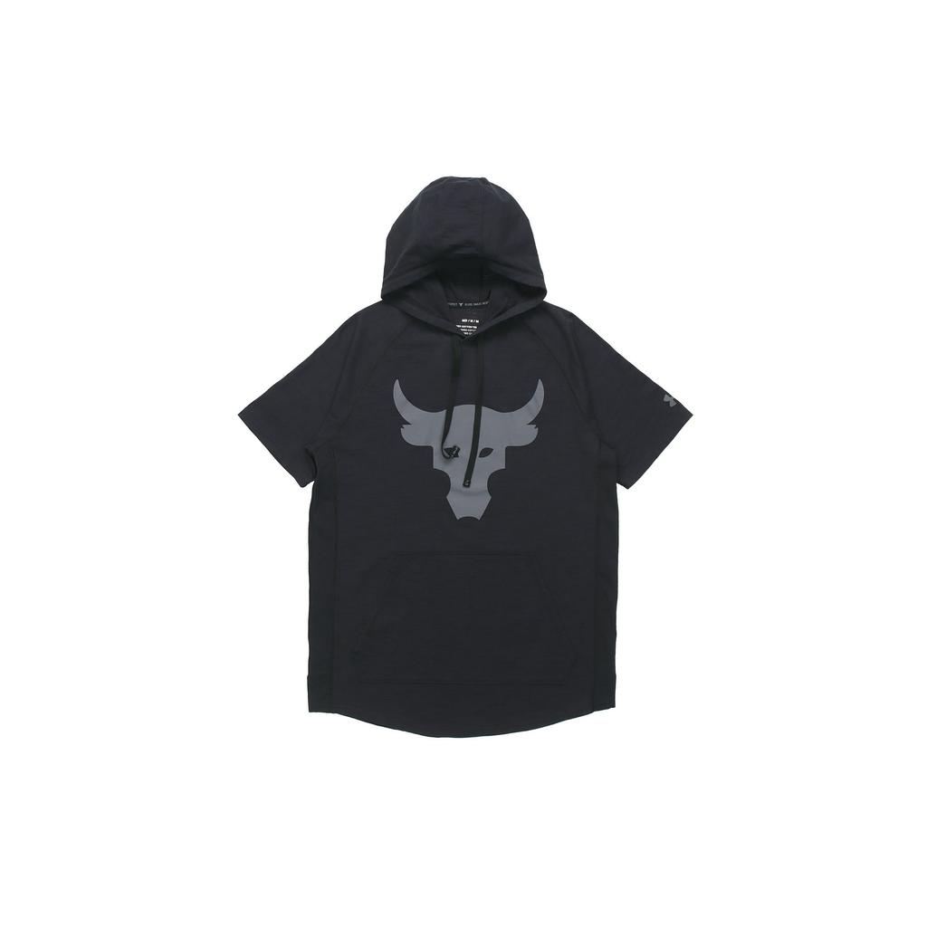 Under Armour Project Rock Charged Cotton Short Sleeve Hoodie Men Tops Black 1351525-001