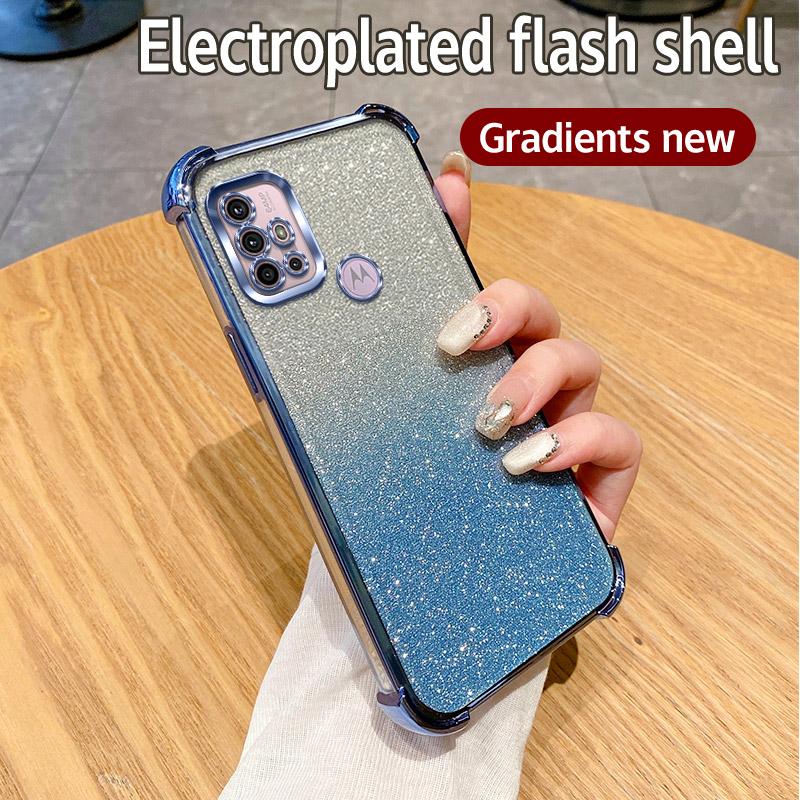 Luxury Plating Shockproof Clear Glitter Phone Case For Motorola Moto G84 G54 G82 5G G52 G71S G30 G20 G10 Power Transparent Cover