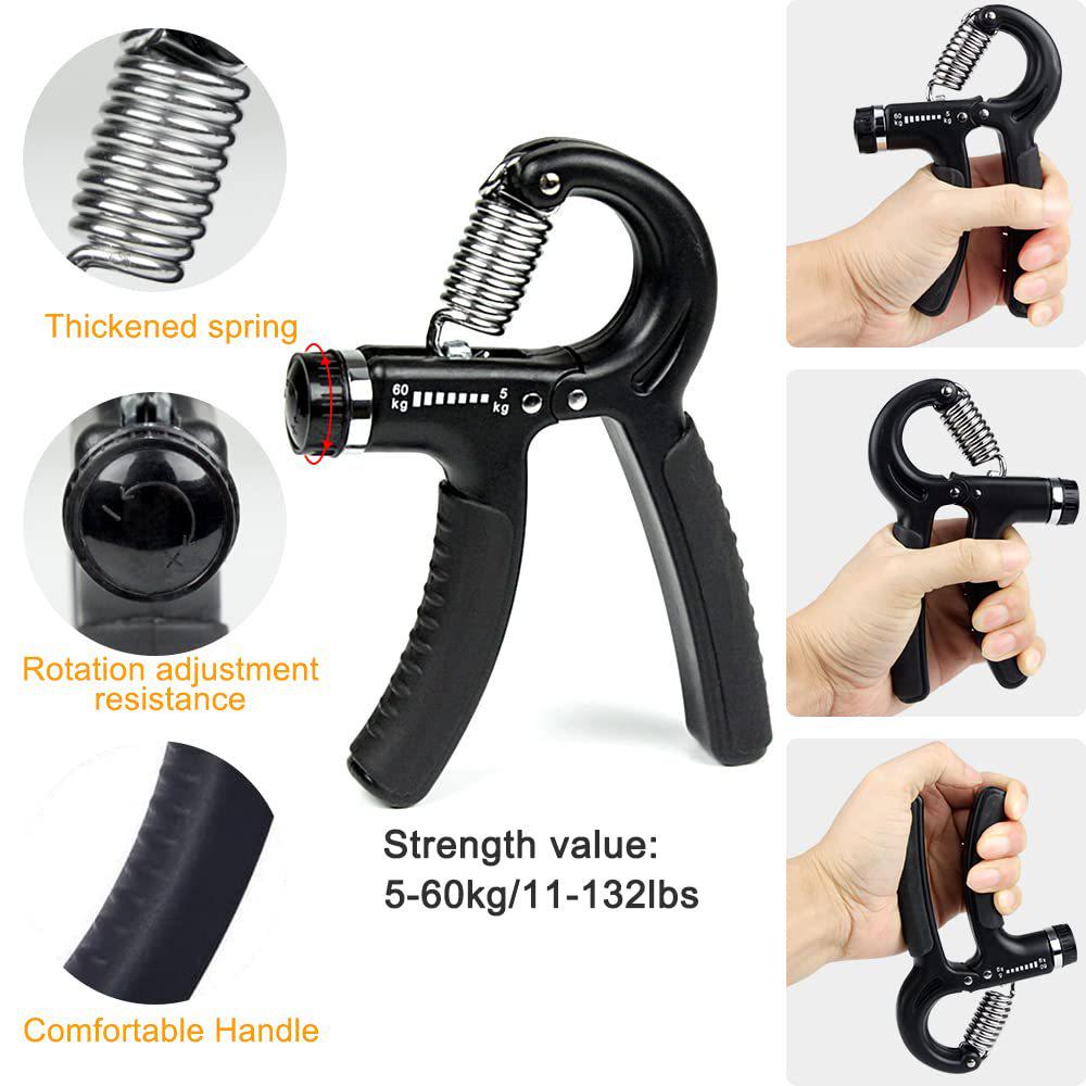Adjustable Hand Gripper and Finger Exerciser Combo - 5-Piece Fitness Set