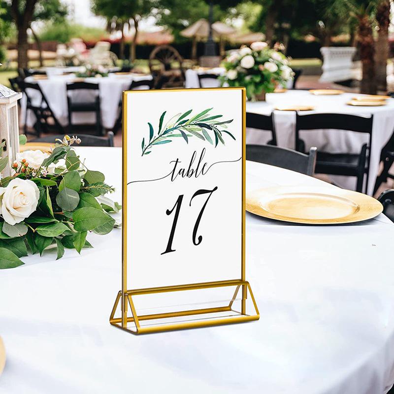 Simple Acrylic Wedding Table Card Holder with Gold Edge