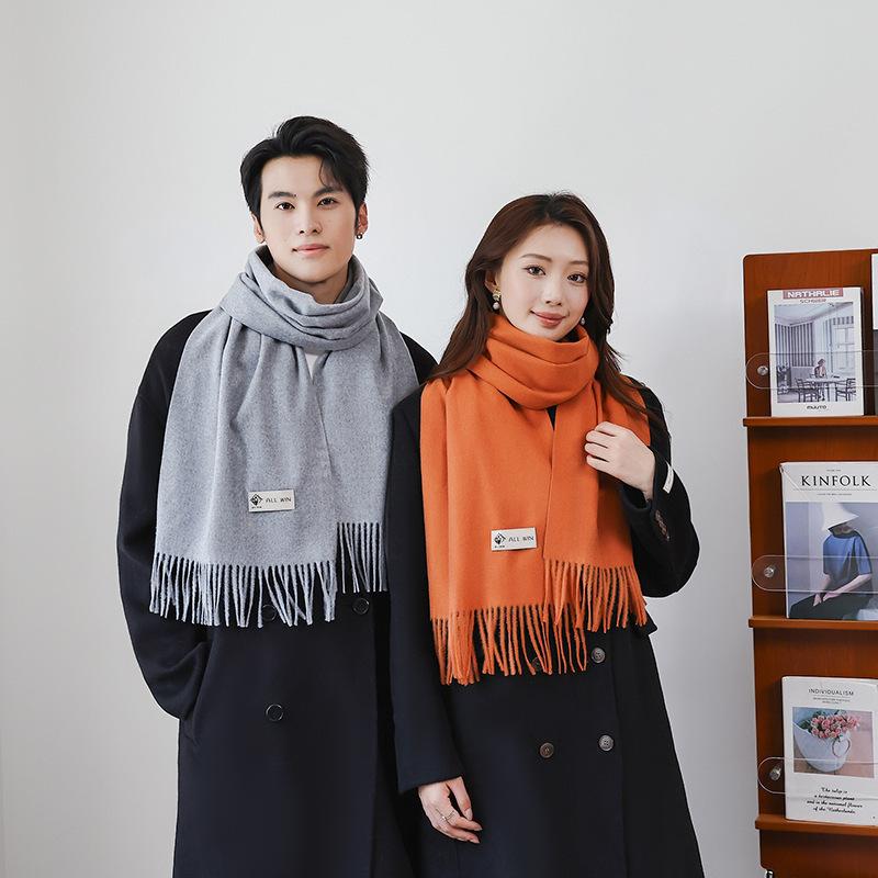 Cashmere Scarf Shawl High End New Wool Scarf Women's Winter Thickened Solid Color Scarf for Men
