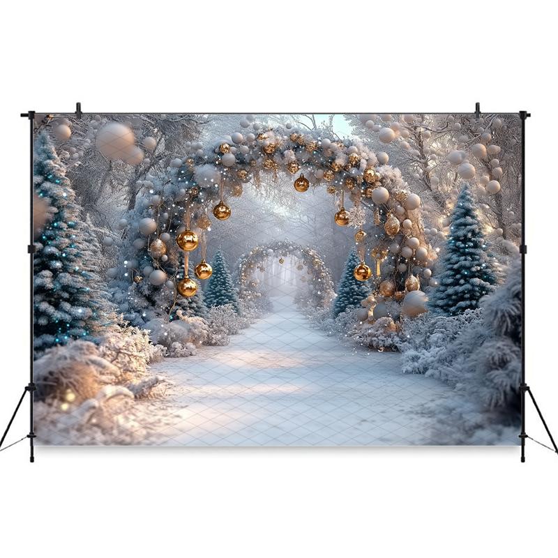 Mocsicka Winter Snow Background Photography Christmas Tree Decoration New Year Party Family Adult Child Photo Backdrop Wallpaper