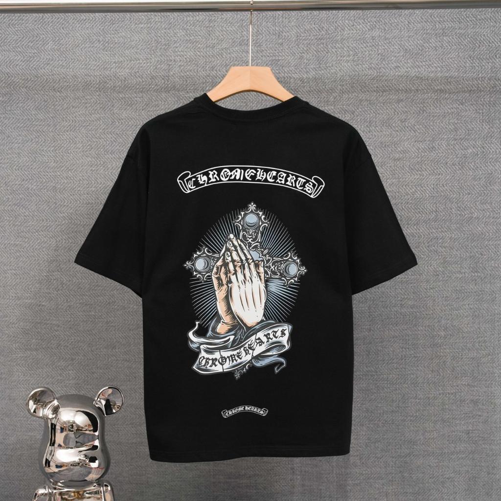 DT83 CHROME HEARTS Sommer Neu Hohe Qualität Baumwolle Rundhals Locker Große Größe Herren und Damen T-Shirt Partner T-Shirt