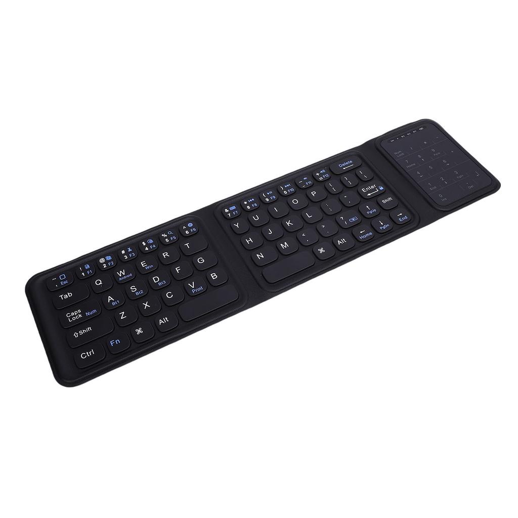 Foldable Wireless Keyboard with Touchpad and Number Pad Bluetooth 5.0 Quiet USB C Rechargeable Ultra Thin Portable