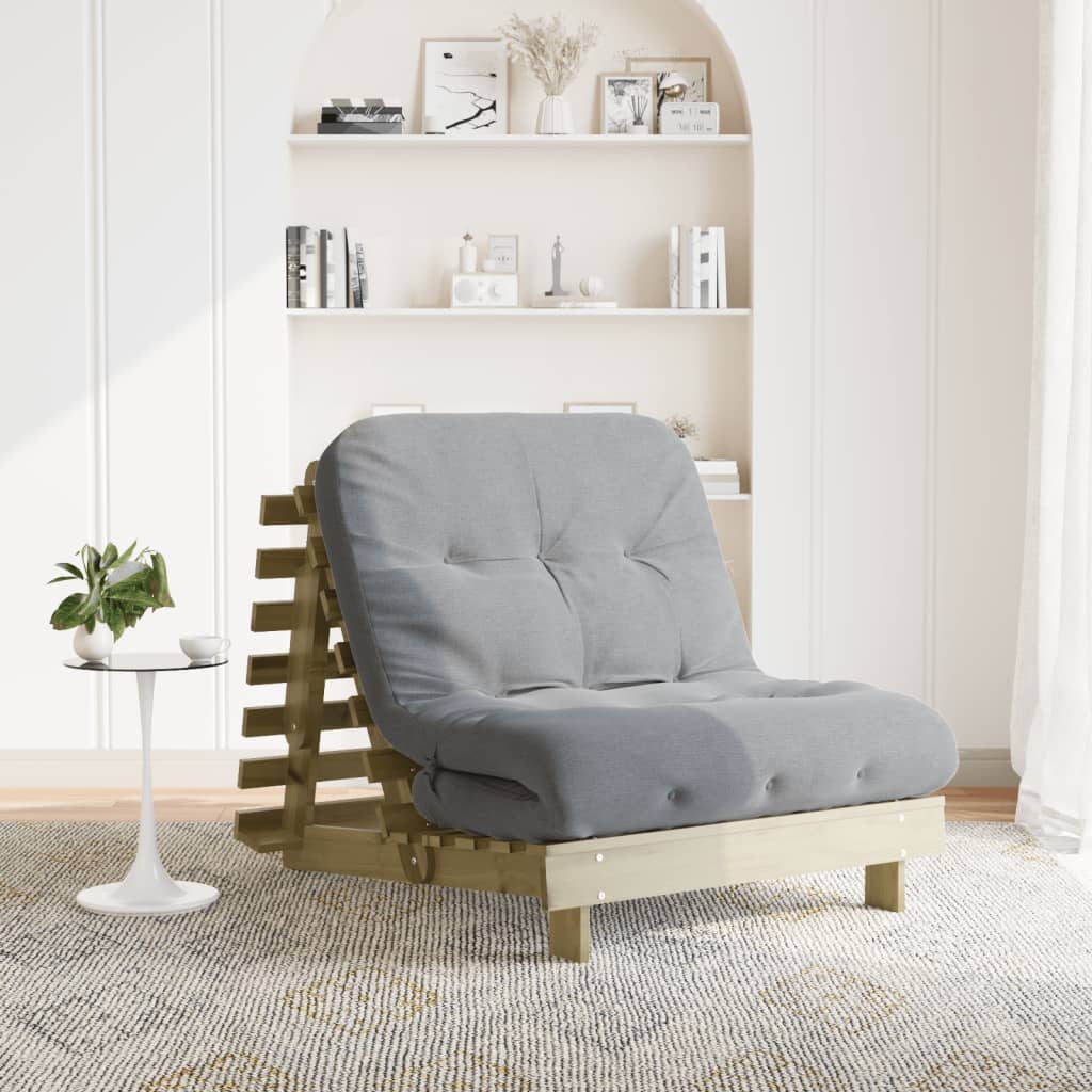 Vidaxl Sofa Rozkładana Typu Futon, Z Materacem, 80X206X11 Cm, Sosnowa