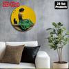 Vintage Round Metal Wall Art Black Cat Woman Home Decor Halloween