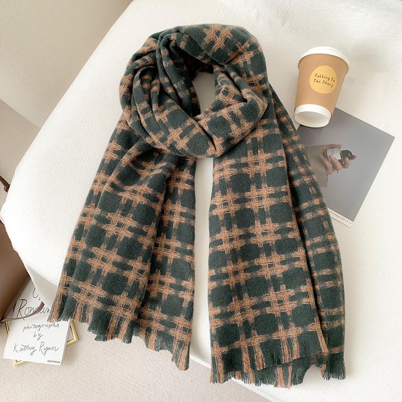 New Imitation Cashmere Women Scarf Winter Ladies Vintage Plaid Warm Scarve Pashmina Mujer Female Foulard Bufanda Wrap Shawl Men