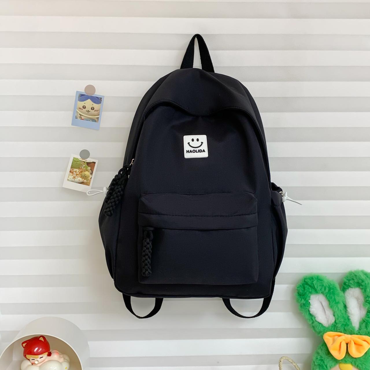 

Простой и ценный рюкзак, высококлассный повседневный рюкзак большой вместимости, однотонный милый женский рюкзак для колледжа для пары чёрный