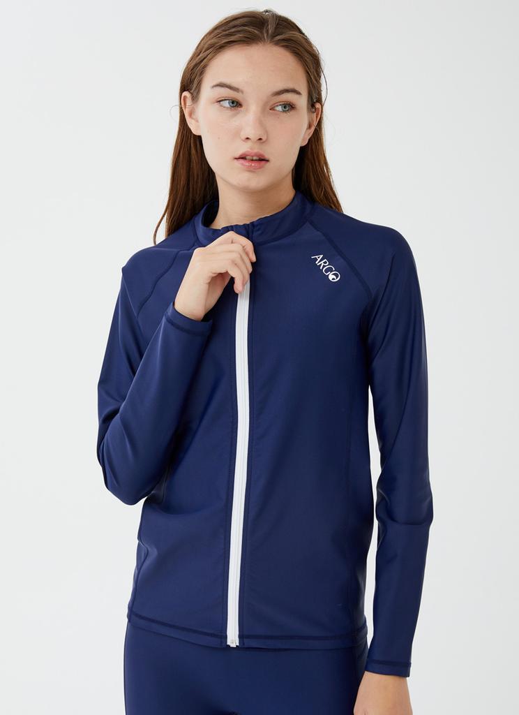 ARGO Women'S Huntington Relaxed Fit Zip-Up Rash Guard (Navy)