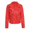 Sarkans pavasara rudens sieviešu mākslīgās ādas jaka Sieviešu cieta ar rāvējslēdzēju Bikera mētelis Sieviešu ikdienas virsdrēbes Motociklistu jakas