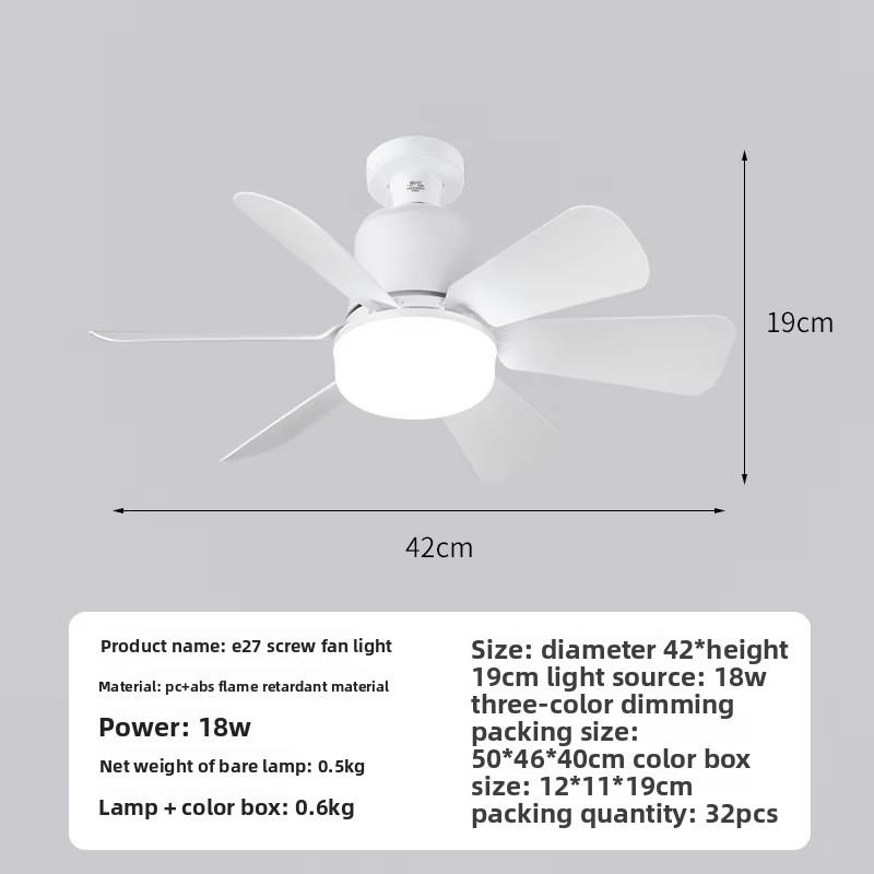 Bedroom Restaurant Kitchen E27 Screw LED Bulb Fan Light Remote Control Acrylic Ceiling Fan Light for Balcony Bathroom