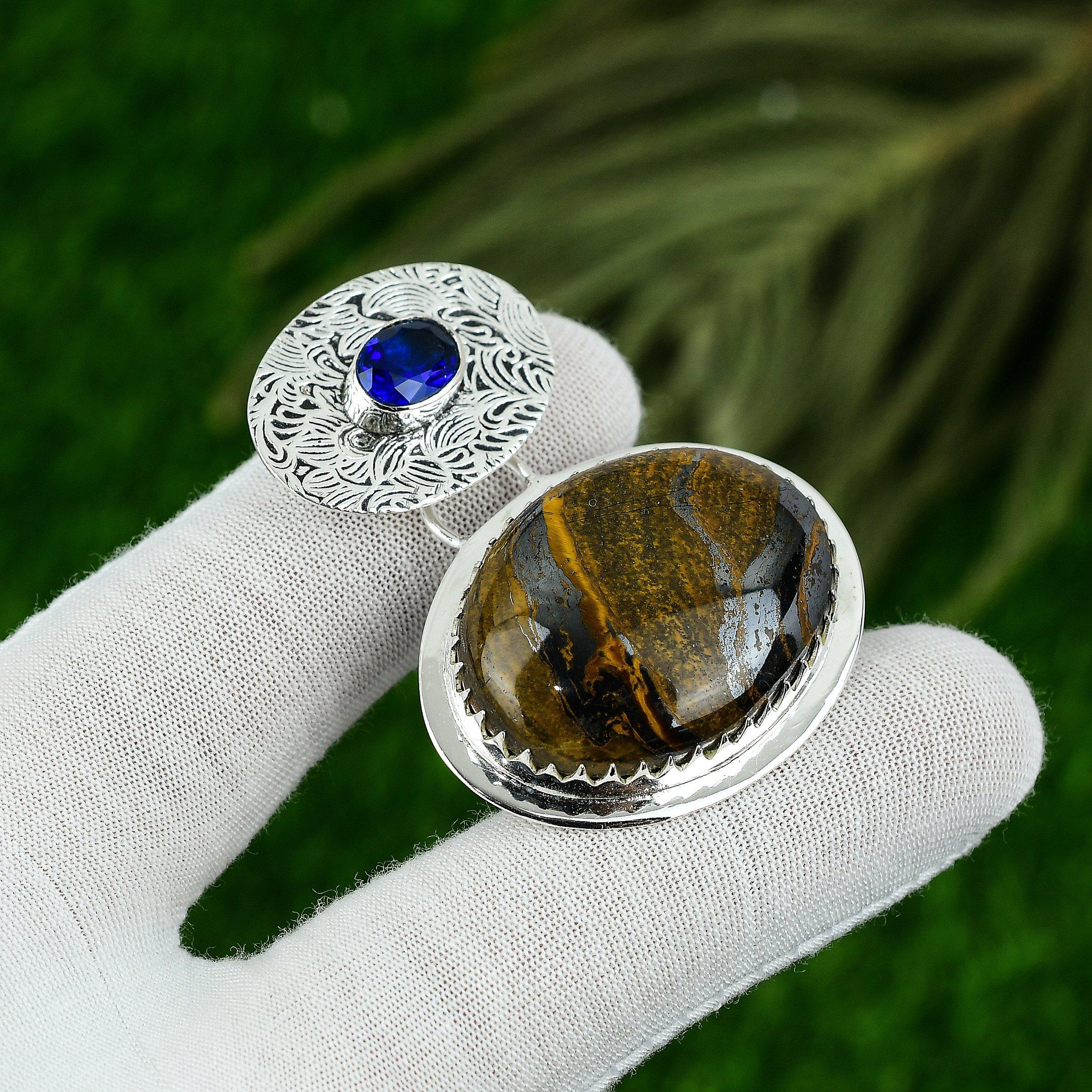 

Подарок для женщин Подвеска Серебро 925 пробы Натуральный Камень Железный Тигровый Глаз