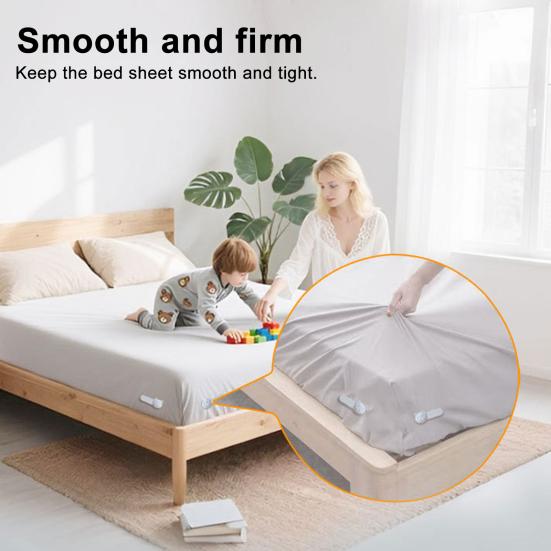 4Pcs Bear Bed Sheet Holder with Lock Strip Bedsheet Corner Fastener Keep Sheets Tight