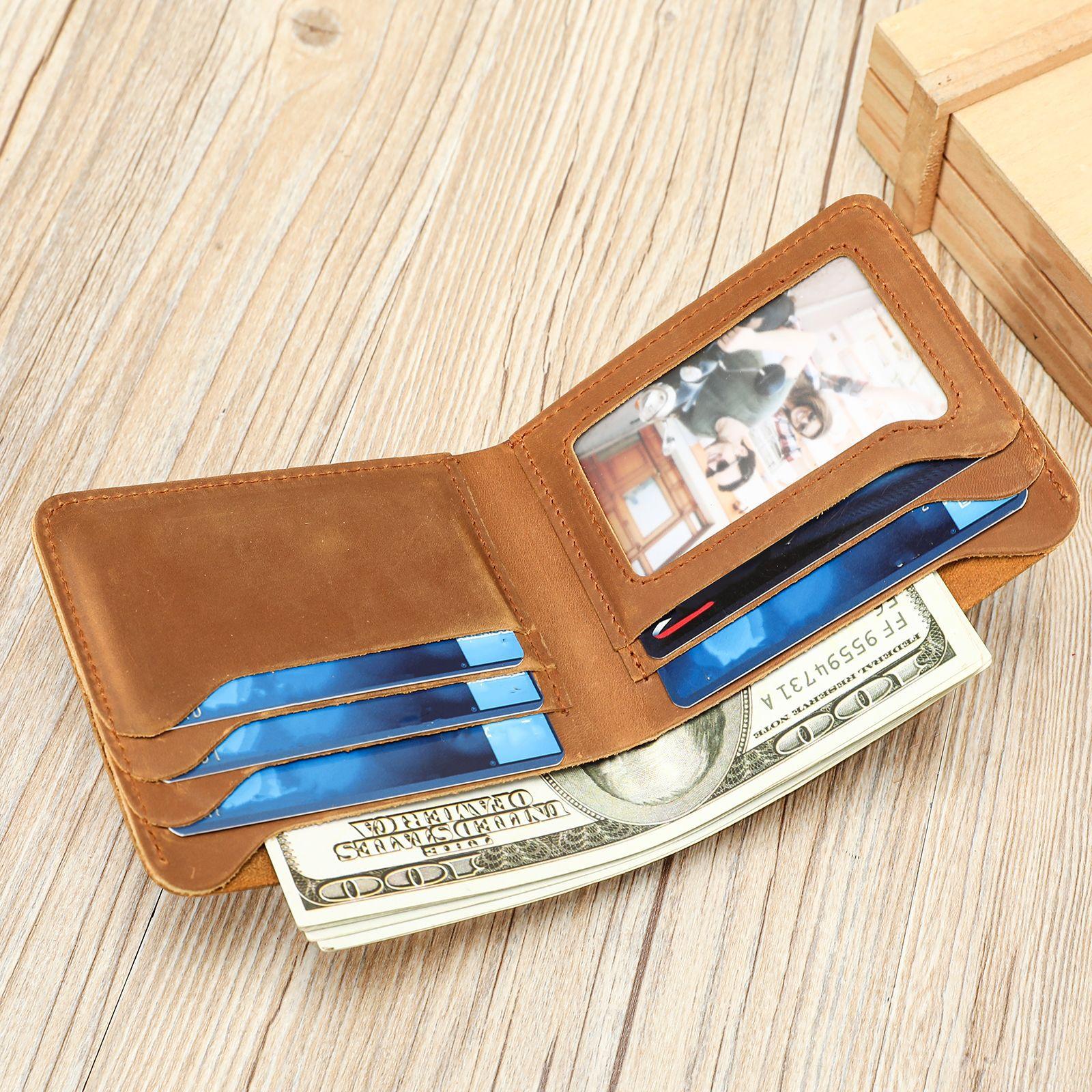 

Универсальный многослотовый кошелек для монет, ретро кошелек для карточек из кожи Crazy Horse One Size коричневый