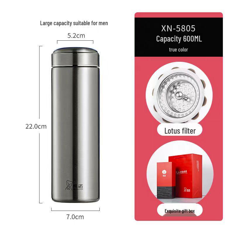 Xinuo Insulated Stainless Steel Tea Cup – Large Capacity, Portable, with Filter for Men and Women