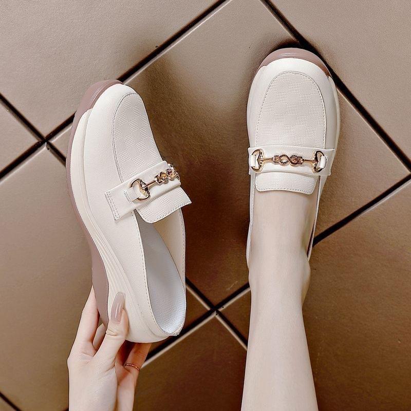High-top Shoes, Casual Shoes, Half Slippers, Slippers, Women s Shoes 35 бежевый