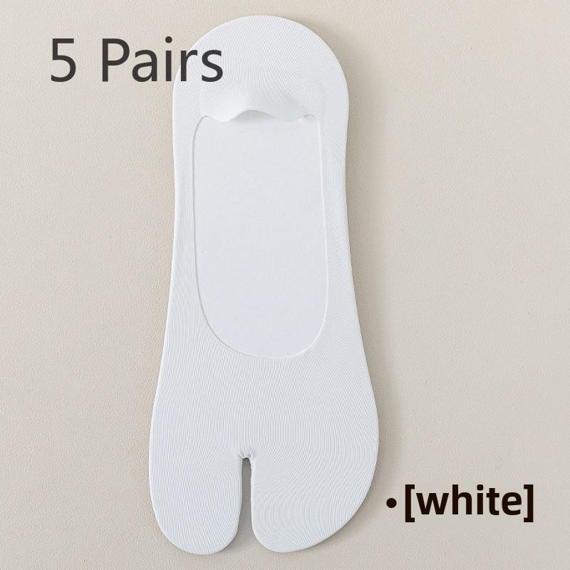 5 Pairs Split Toe Boat Socks Men's Shallow Toe Socks Summer Non-slip and Cool Ice Silk Socks