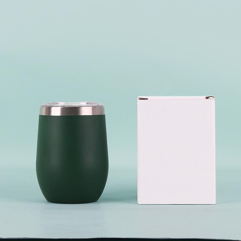 50pcs Custom 12oz double wall stainless steel wine tumbler insulated vacuum egg shape wine tumbler with sliding lids