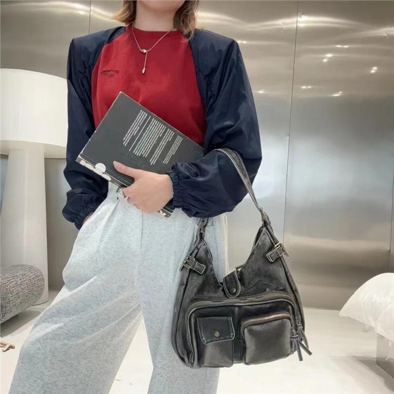 Ladies Washed Y2K Spice Girl Locomotive Bag Multi-Pocket Japanese And Korean Trend Shoulder Bag