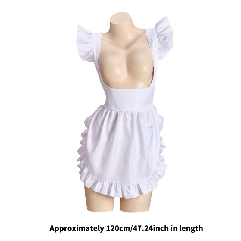 French Maid Costume Accessories Adjustable Ruffle Maid Apron Nurse Uniform Kitchen Cooking Apron Baking Apron for Womens